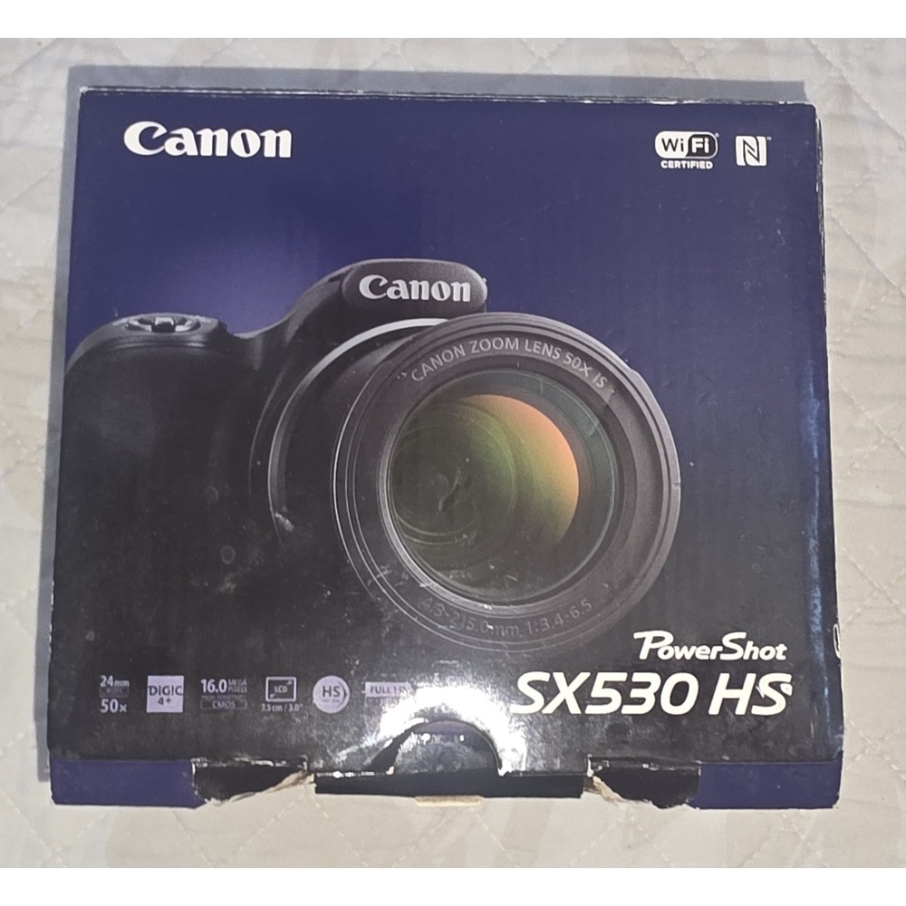 Canon PowerShot SX530 HS 16MP Digital Camera Black 50x Zoom Wi-Fi Box Charger - Picture 5 of 6